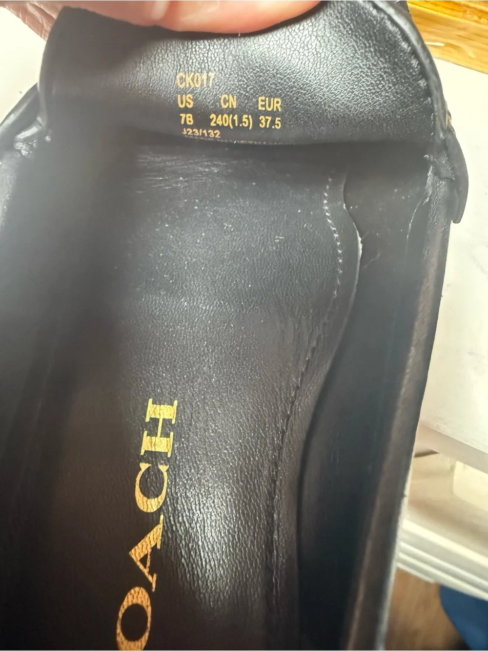Coach Jolene Black Leather Loafers Gold C Hardware Slip On Women’s Size 7B